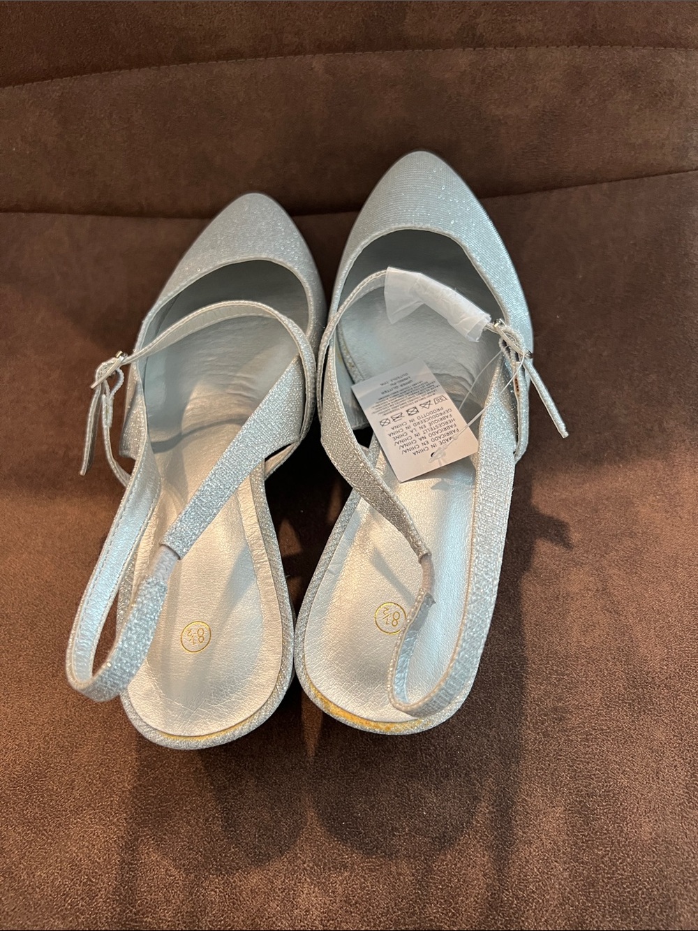 Silver Slingback Pointed Toe - Picture 4 of 5
